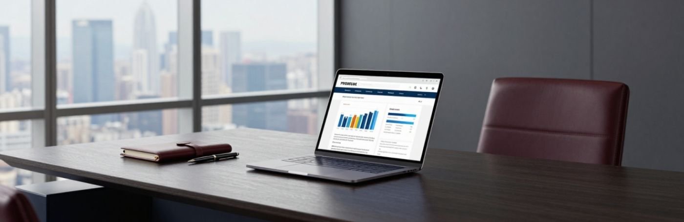 Tableau de bord de pilotage stratégique sur ordinateur portable, ressources et articles MAC Consulting Paris